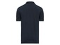 Ein dunkelblaues Poloshirt mit kurzen Ärmeln.