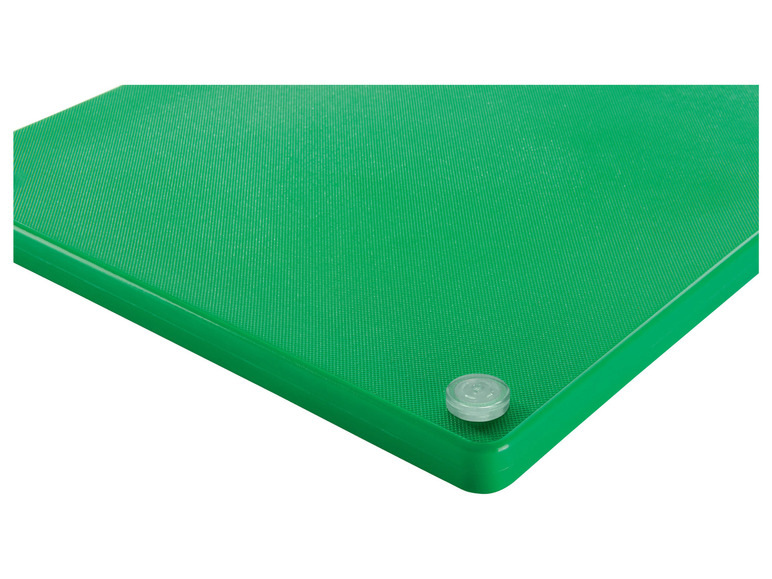 Grünes Schneidebrett mit Anti-Rutsch-Füßen.