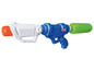 Eine blaue und weiße X-Shot Wasserpistole mit grünem Wassertank.