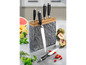 Ein Küchenmesser-Set mit Holz- und Steinhalter.