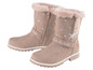 Beige Mädchen-Stiefel mit Sternenmuster und Fellbesatz