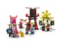 Lego Ninjago Sets mit Ninja-Figuren und einem Marktstand.
