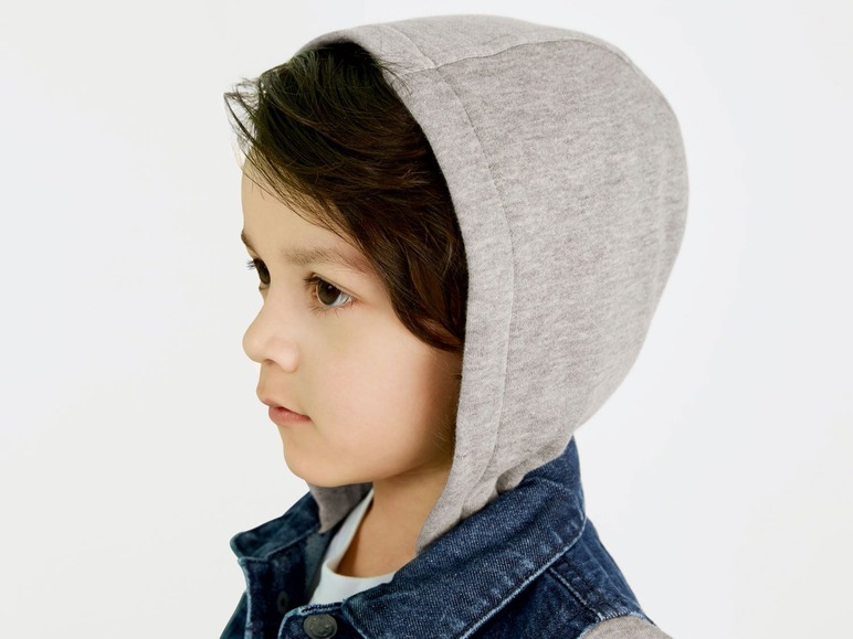 Gehe zu Vollbildansicht: LUPILU® Kleinkinder Jeansjacke Jungen, Kapuze und Ärmel aus Sweatstoff, mit Baumwolle - Bild 9