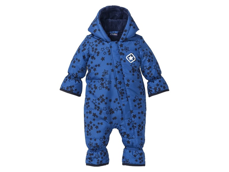 Ein blauer Baby-Overall mit Sternenmuster von Lässig.