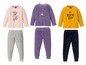 Drei Kinder-Pyjama-Sets mit verschiedenen Drucken: Ballerina, Einhorn und Königin.
