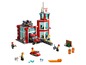 Lego Feuerwache mit Feuerwehrauto, Hubschrauber und Minifiguren.
