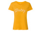 Gelbes T-Shirt mit Daisy-Print aus Strass