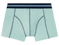 Hellgrüne Boxershorts mit blauem Bund.