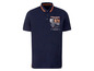 Ein dunkelblaues Poloshirt mit orangenen Details und dem Aufdruck 'Hiking Reserve RT 8/11'.