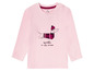 Rosa Baby-Langarmshirt mit weihnachtlichem Dackel-Motiv.