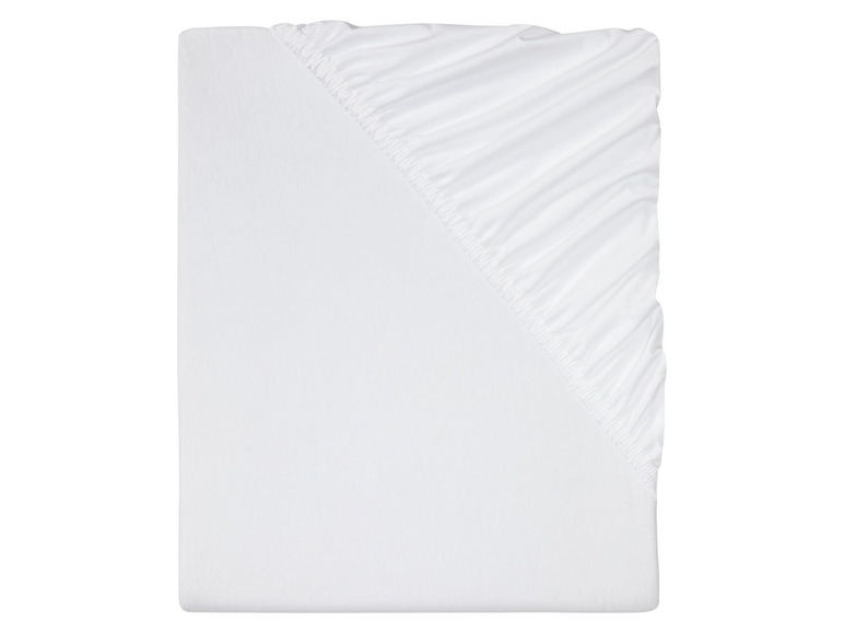 Weißes Spannbettlaken.