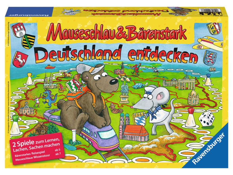 Gehe zu Vollbildansicht: Ravensburger Gesellschaftsspiel Mäuseschlau&Bärenstark:Deutschland entdecken - Bild 1
