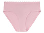 Ein rosafarbener Slip mit Spitze.