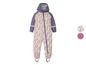 Ein Regenoverall mit Blumenmuster für Mädchen.