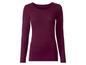 Ein dunkelrotes, langärmeliges Basic-T-Shirt für Frauen.
