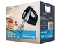 Ein schwarzer Grundig Handmixer HM 5040 mit einem Edelstahl-Knethaken.