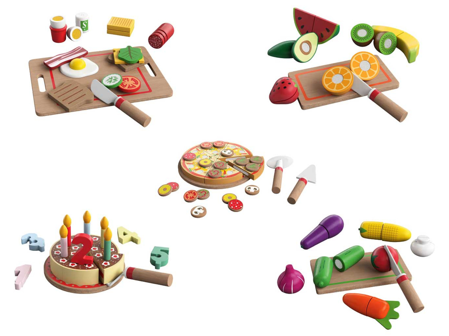 25-teilig Döner Pita Sandwich Spielset Holz/Filz Playtive Lebensmittel Set 