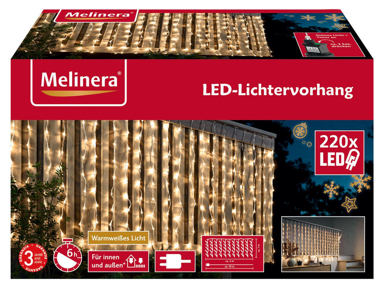Gehe zu Vollbildansicht: MELINERA® LED Balkonvorhang 2x1m 220 mit 8 Funktionen - Bild 2