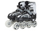 Schwarze Inline-Skates mit weißen Rollen und 'Apollo'-Logo.