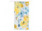 Duschvorhang mit gelbem und blauem Blumendruck.