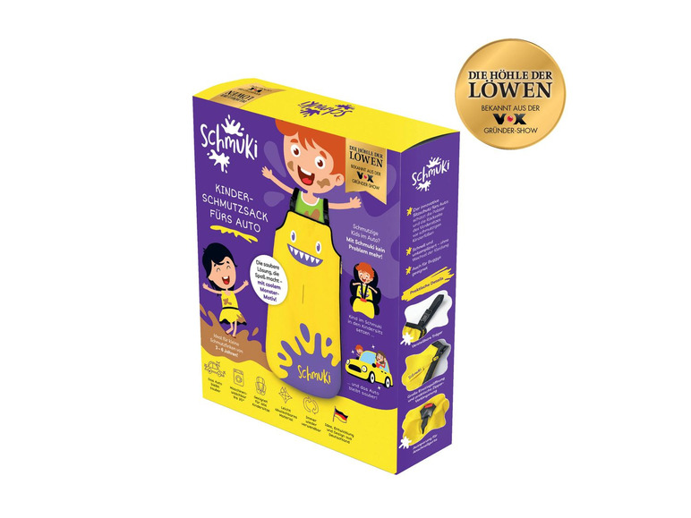 Ein Schmuki Kindersitzschutz für Autos mit Monsterdesign.