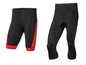 Zwei Paar schwarze Radhosen mit roten Akzenten.