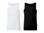 Zwei einfache Tanktops von Livergy in Weiß und Schwarz.