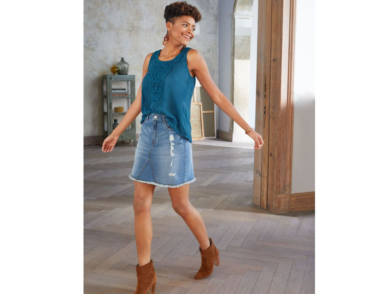 Gehe zu Vollbildansicht: ESMARA® Jeansrock Damen, 5-Pocket-Style, aus Baumwolle und Elasthan - Bild 5