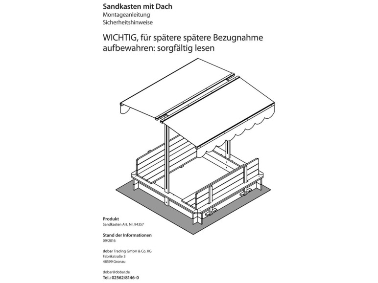 Gehe zu Vollbildansicht: dobar Verschließbarer Sandkasten mit Sitzbänken und verstellbarem Dach - Bild 15