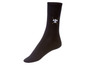 Schwarze Socken mit einem Fleur-de-lis-Design.