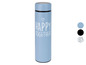 Eine blaue Thermoskanne mit dem Schriftzug 'Happy Together'.