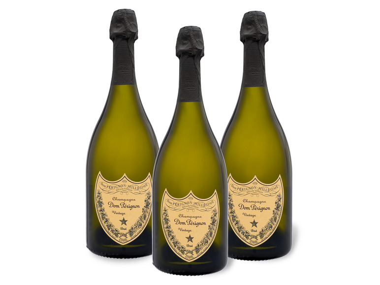 3 x 0,75-l-Flasche Weinpaket Dom Pérignon Vintage brut, Champagner 2010