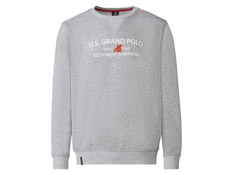 Grauer Pullover mit U.S. Grand Polo Logo.
