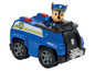 Ein blaues Paw Patrol Fahrzeug mit Chase am Steuer.