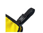 Gelbe und schwarze wasserdichte Tasche mit Schnalle.