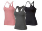Drei Sport-BHs in Rosa, Grau und Schwarz