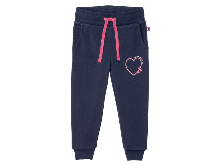 Blaue Jogginghose mit rosa Kordel und Herz-Print