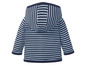 Baby-Sweatshirt mit langen Ärmeln in dunkelblauen und hellblauen Streifen mit Kapuze.