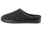 Schwarze Wollpantoffeln mit Gummisohle.