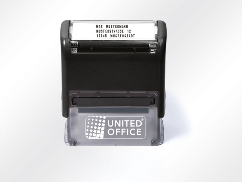 Gehe zu Vollbildansicht: UNITED OFFICE® Stempel, zum Selbstsetzen, mit 4 Textzeilen, Stempelkissen, Pinzette - Bild 11