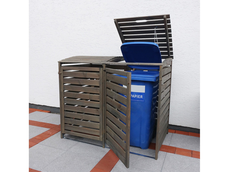 Gehe zu Vollbildansicht: Promadino Mülltonnenbox »Vario III«, zur Verkleidung von Mülltonnen, Kiefernholz - Bild 12