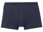 Dunkelblaue Boxershorts mit grauem Bund.