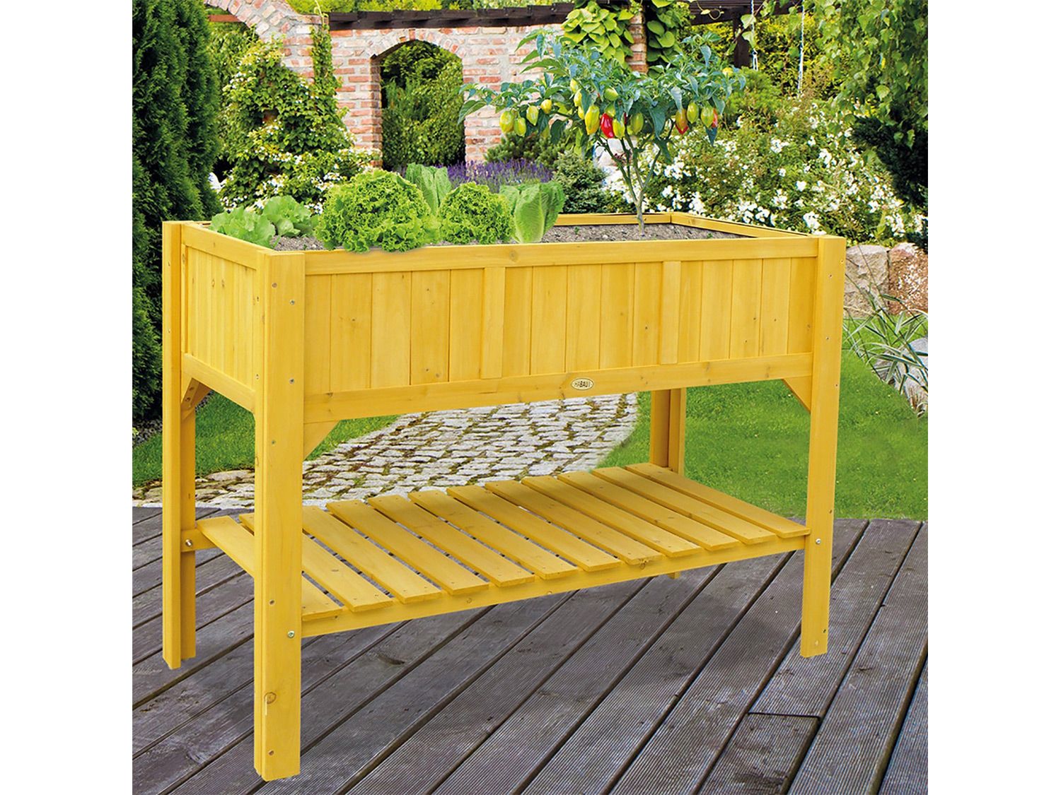 Thumbnail - HABAU Hochbeet mit Ablage (Natur)