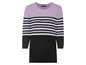 Lila und schwarz gestreiftes Langarmshirt der Marke esmara.