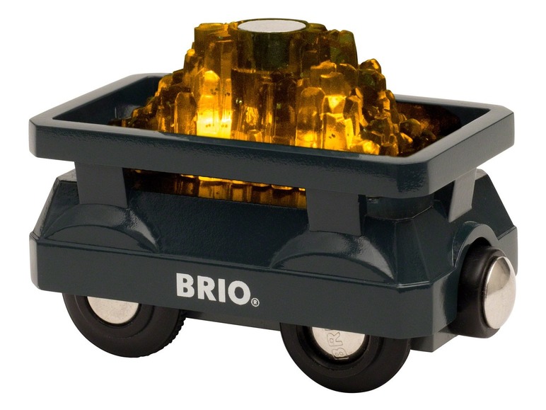 Gehe zu Vollbildansicht: BRIO Goldwaggon, Kinderspielzeug, mit Licht, inklusive Fracht, ab 3 Jahren - Bild 1