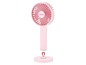 Ein rosa tragbarer Ventilator von Unold mit magnetischem Standfuß.