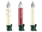 Drei LED-Kerzen mit Clip, darunter eine mit Glitzer.