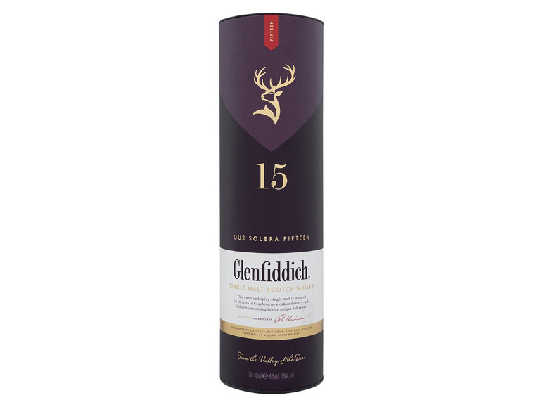 Glenfiddich Solera Reserve Speyside Malt 15 Vol Jahre Whisky Single mit Scotch Geschenkbox 40