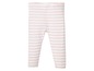 Weiße Baby-Leggings mit rosa Streifen.