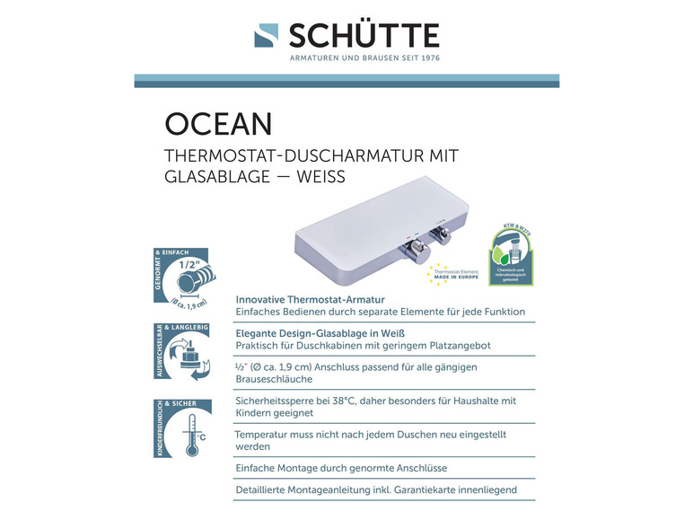 Gehe zu Vollbildansicht: Schütte Duscharmatur »OCEAN« mit Thermostatregulierung - Bild 12